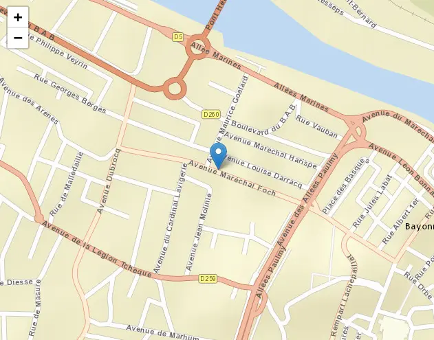 Plan d'accès au cabinet d'ostéopathie à Bayonne, proche parking grand basque et arènes localisation du cabinet d'ostéopathie bayonne